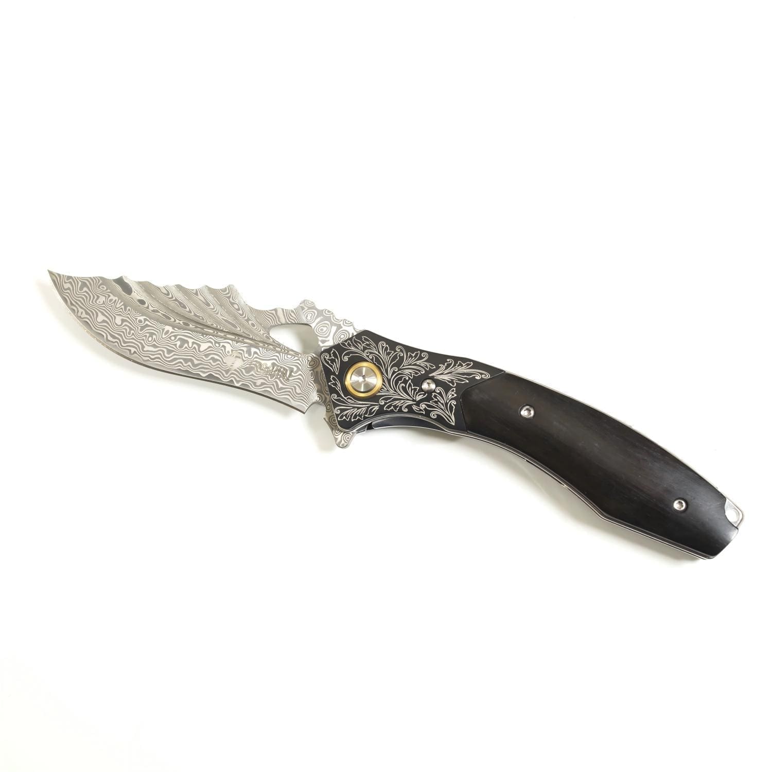 3(2) damascus pocket knife with fliper