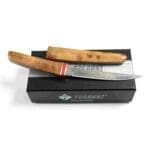 TOSAHWI Cypresswood Handle Damascus Steel Fixed Blades Tanto Knife - Image 3