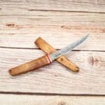 TOSAHWI Cypresswood Handle Damascus Steel Fixed Blades Tanto Knife - Image 4