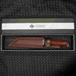 TOSAHWI Handmade Damascus Steel Fixed Blade Knife with Textured Micro-Particle Dalbergia Handle - Image 12