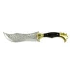 Tosahwi Handmade Vanguard Damascus Curved Bowie Knife with Leather Sheath