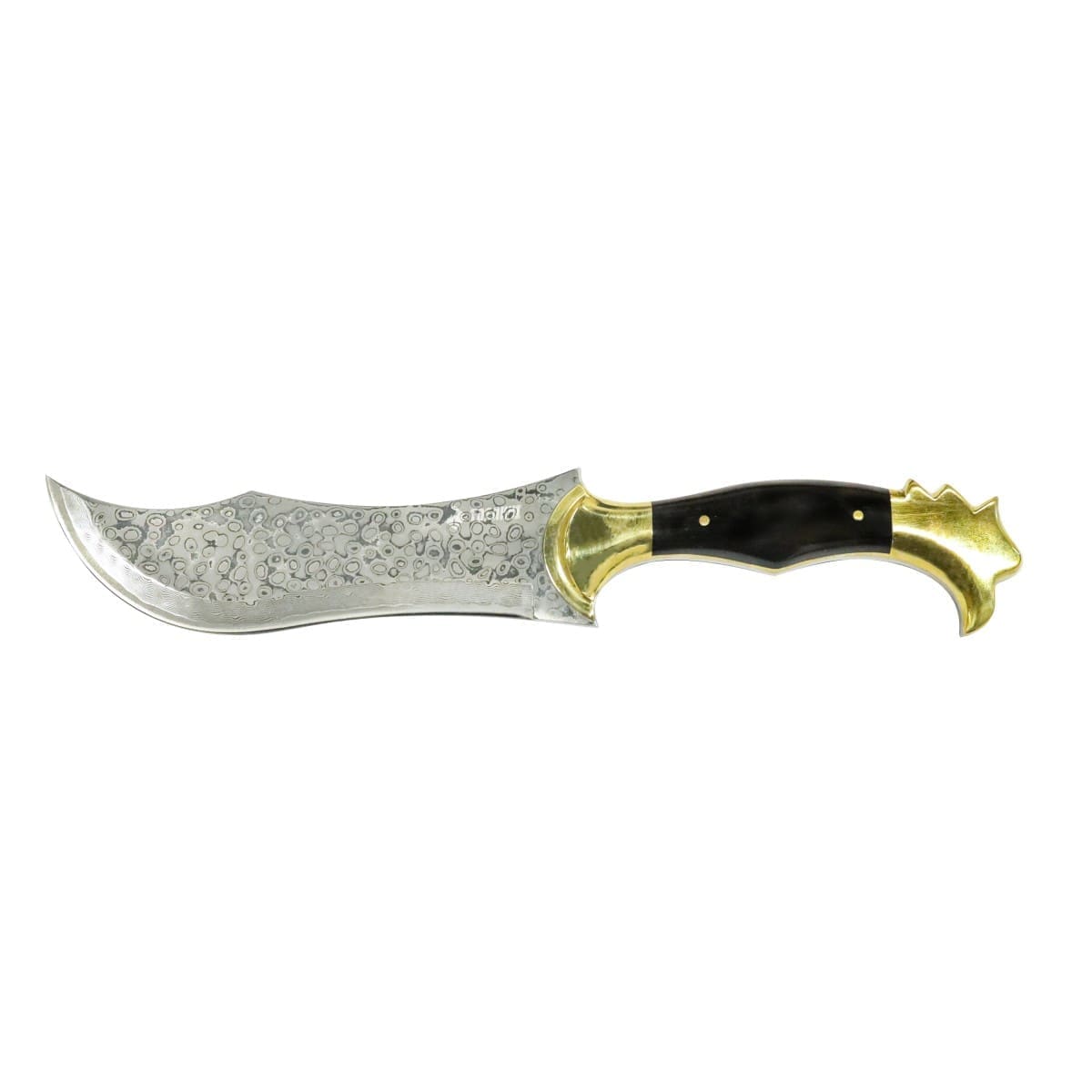 2 Tosahwi Handmade Vanguard Damascus Curved Bowie Knife with Leather Sheath - Image 1