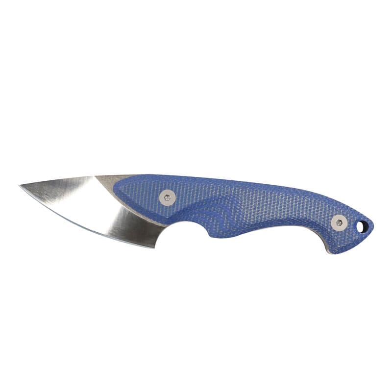 2 Tosahwi Kiridashi 14C28N Steel Mini Knife With Blue Micarta Handle and Kydex Sheath - Image 1